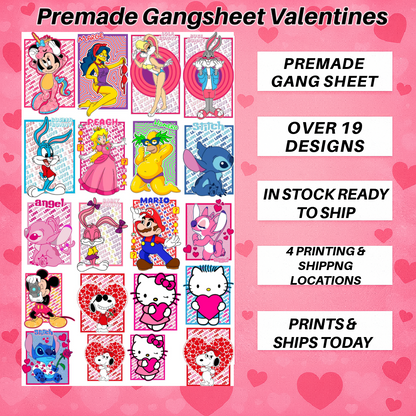 Premade Gangsheets DTF Valentines Designs