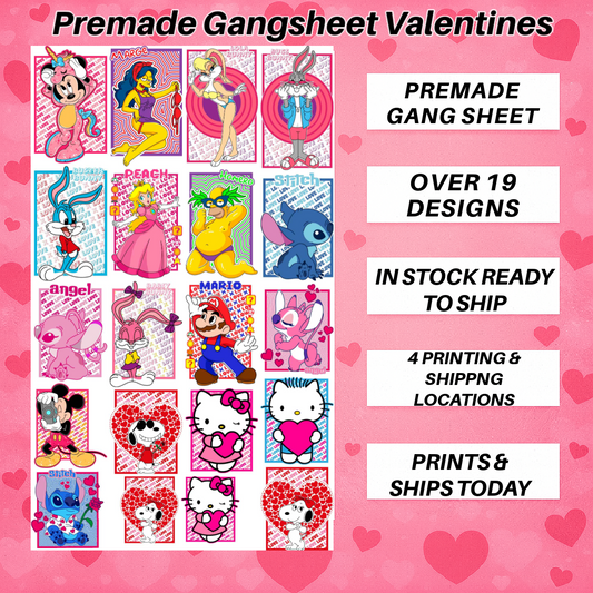 Premade Gangsheets DTF Valentines Designs