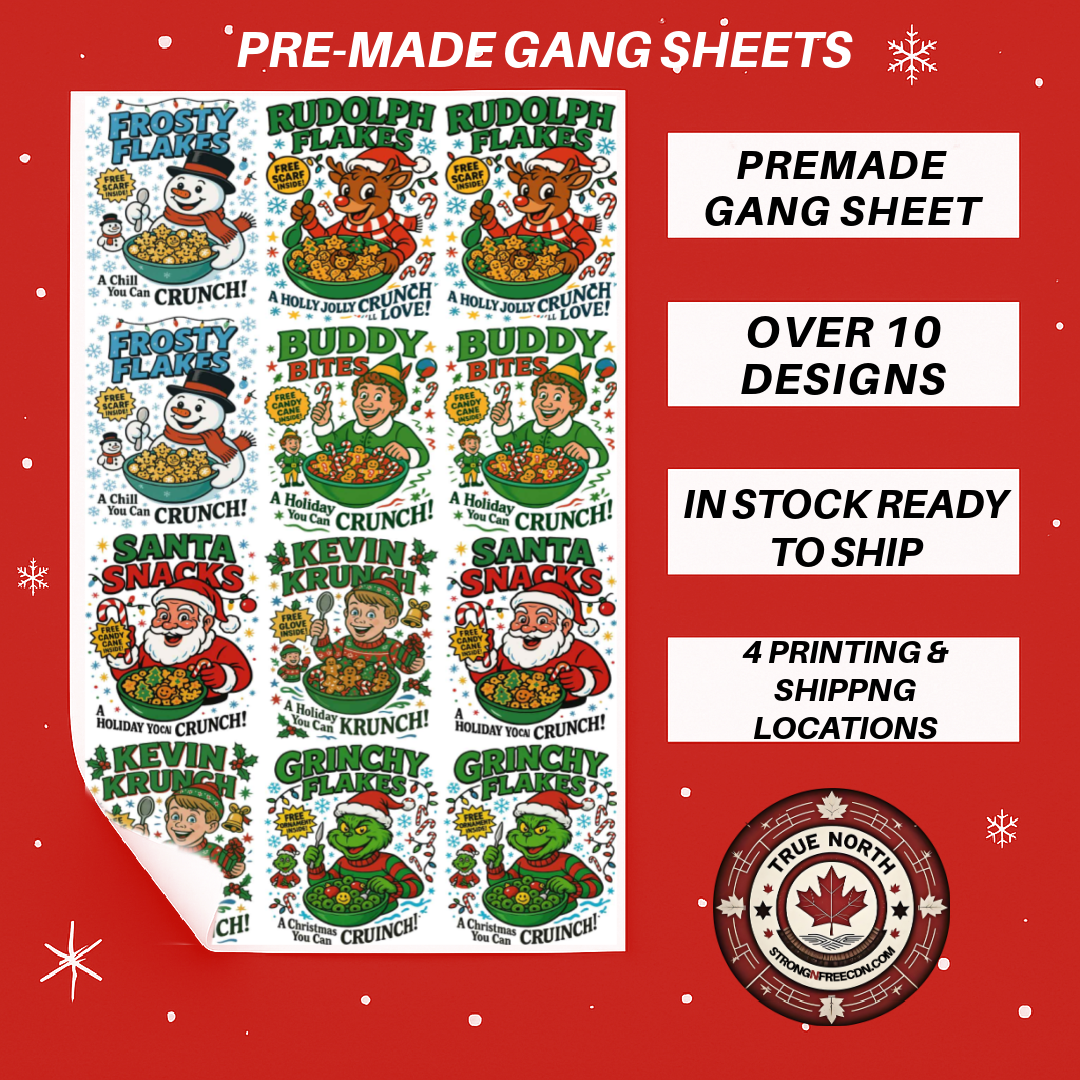 Premade Gangsheets DTF Cereal Christmas Characters