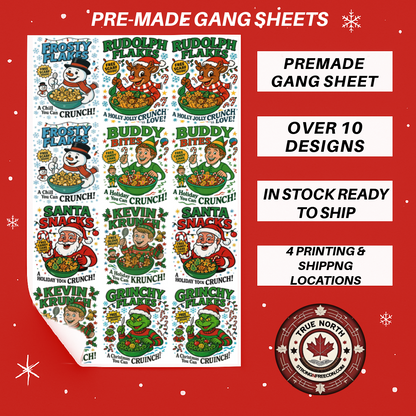 Premade Gangsheets DTF Cereal Christmas Characters