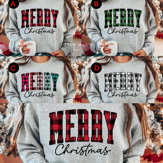 DTF Transfer Merry Christmas Tartan Patterns
