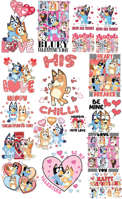 Premade Gangsheets DTF Valentines Blue & Friends