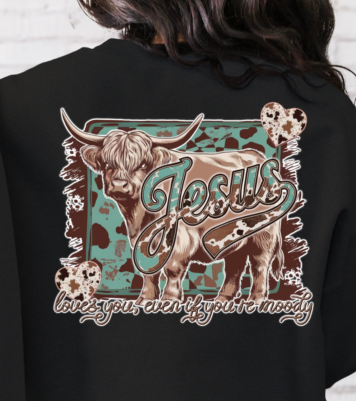 DTF Transfer Jesus Loves You – Highland Cow Western