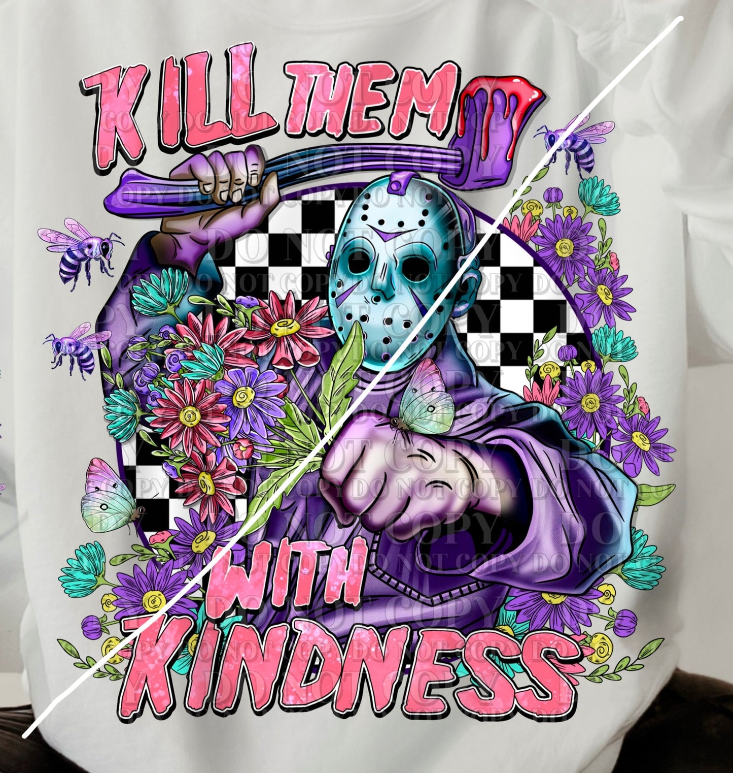 DTF Transfer Jason Kill Them w/ Kindness Pink