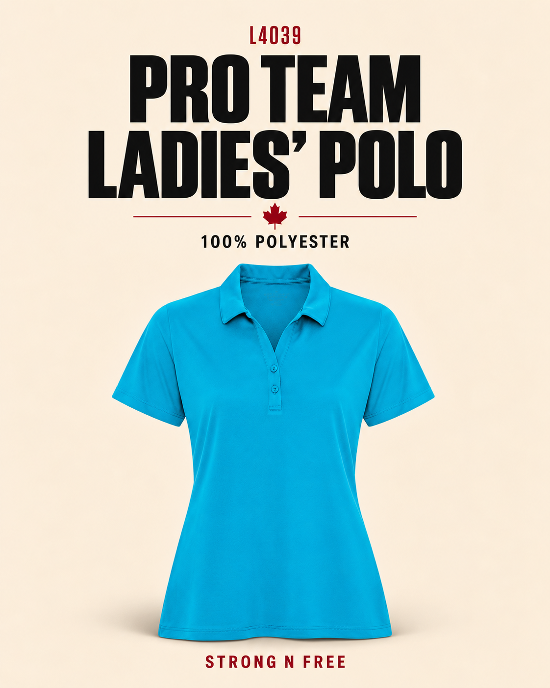 L4039 Pro Team ladies' polo in atomic blue, Strong N Free wholesale feature
