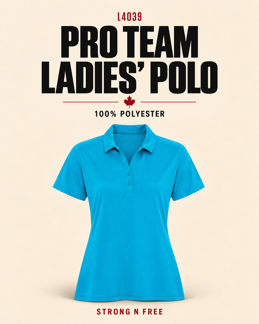 L4039 Pro Team ladies' polo in atomic blue, Strong N Free wholesale feature
