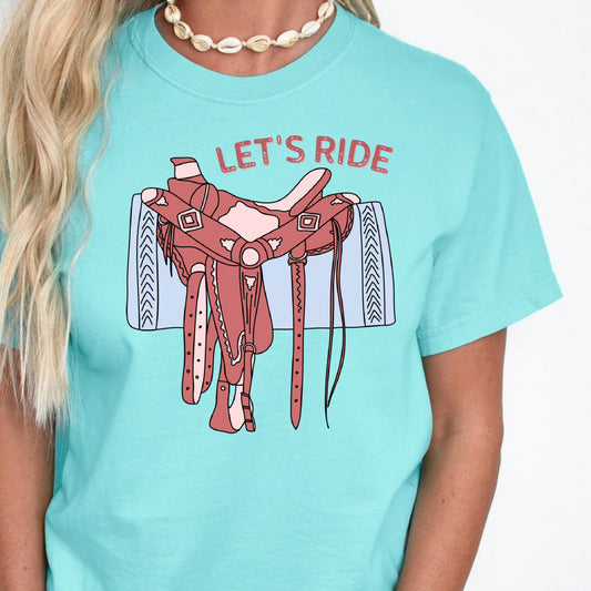 DTF Transfer – Let’s Ride Saddle Western Cowgirl Graphic