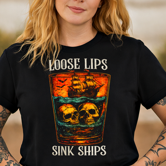 DTF Transfer Retro Loose Lips Sink Ships Graphic