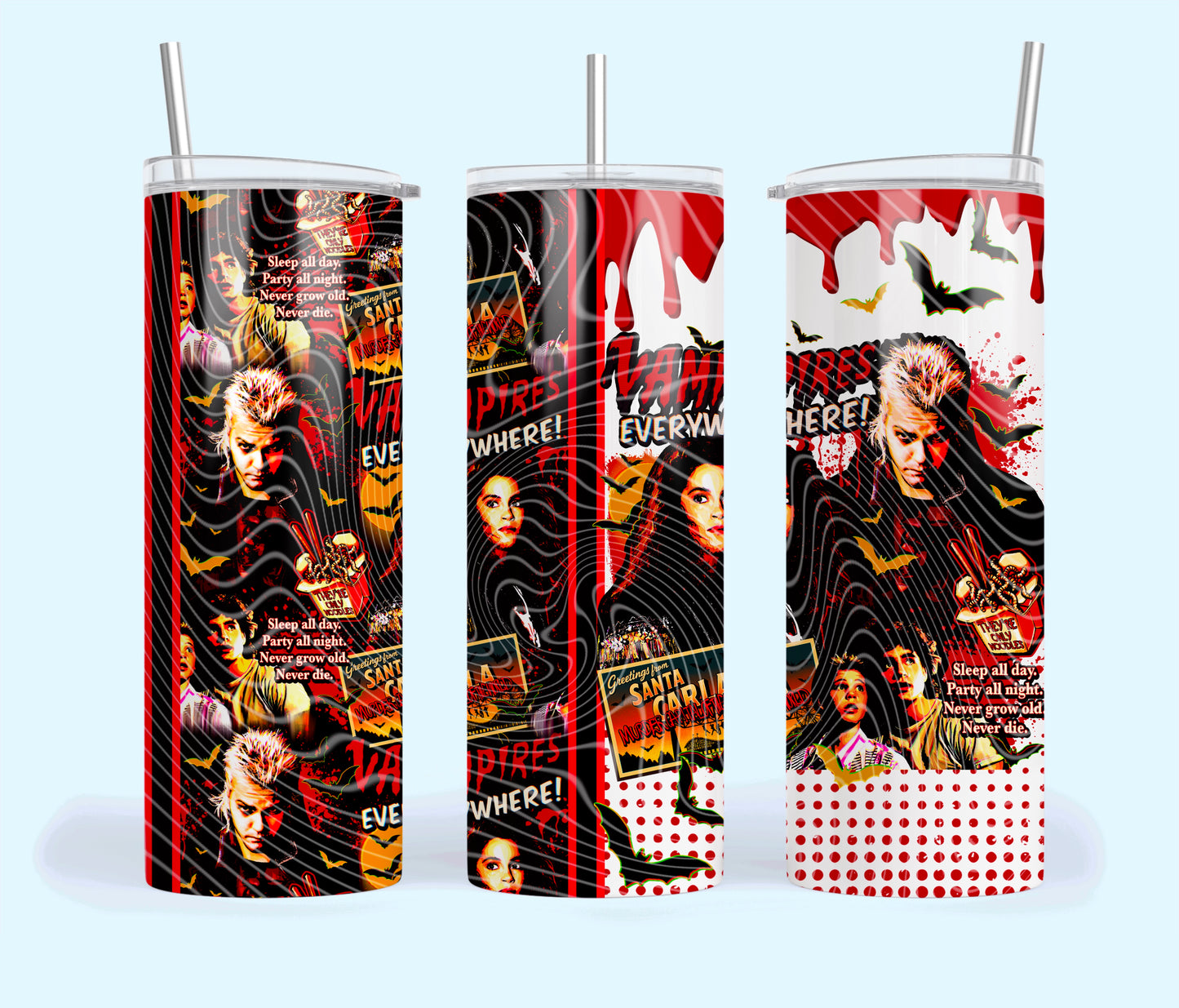 UV DTF Cup Wrap – Lost Boyss Vampires Everywhere Retro Horror
