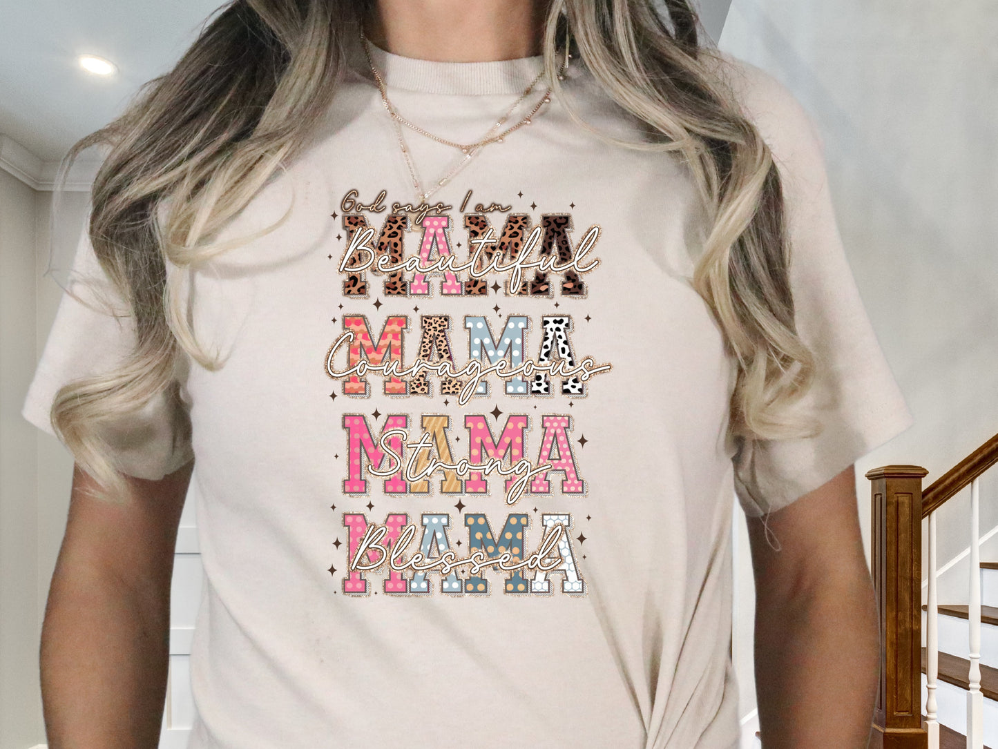 DTF Transfer Beautiful Mama Strong & Blessed Design