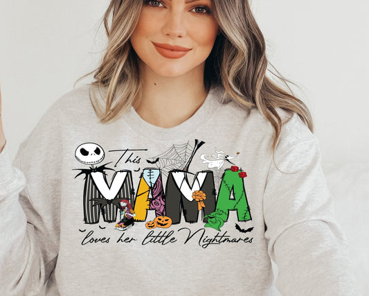 Sweatshirt Crew Hoodie T-Shirt Christmas MaMa Mom Loves The little Nightmares