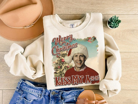 DTF Transfer Merry Christmas Kiss My A Holiday Sweater Design**