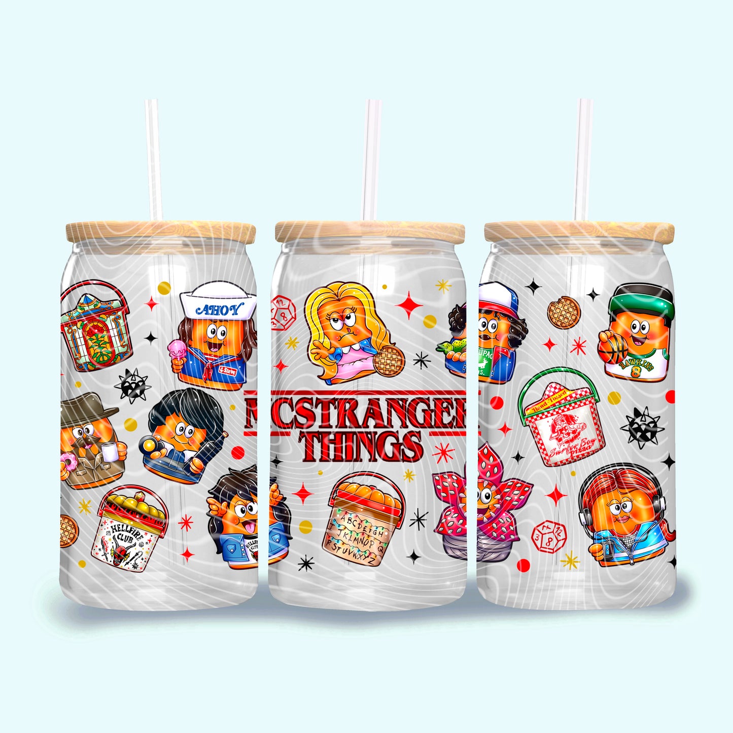 UV DTF Cup Wrap – McStranger Things Parody | Funny Waterproof Glass Cup Decal