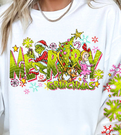 Sweatshirt Hoodie T-Shirt Christmas  Merry Christmas With Sleeve Print