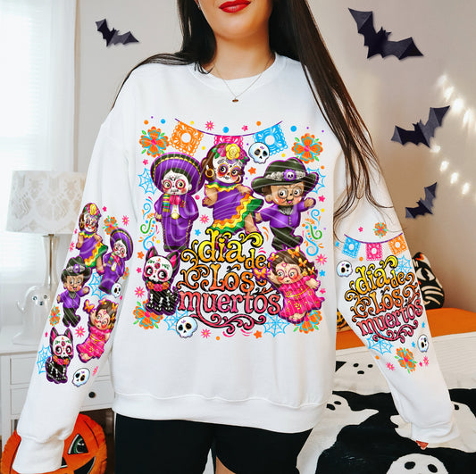 DTF Transfer Día de los Muertos Colorful Sugar Skull Sleeve Prints