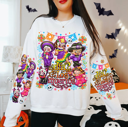DTF Transfer Día de los Muertos Colorful Sugar Skull Sleeve Prints