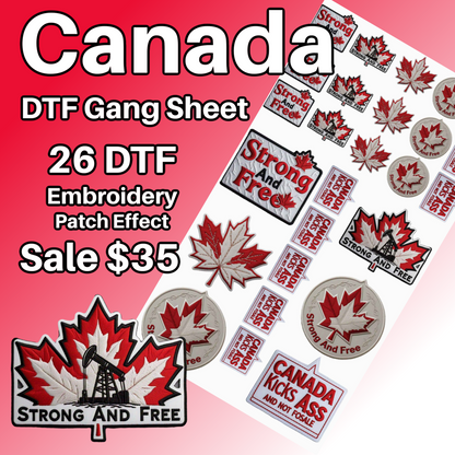 DTF Transfer Canada Gang Sheet  Patch Effect