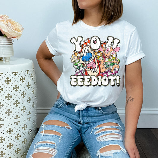 DTF Transfer Vintage Ren & Stimpy With Sleeve Print