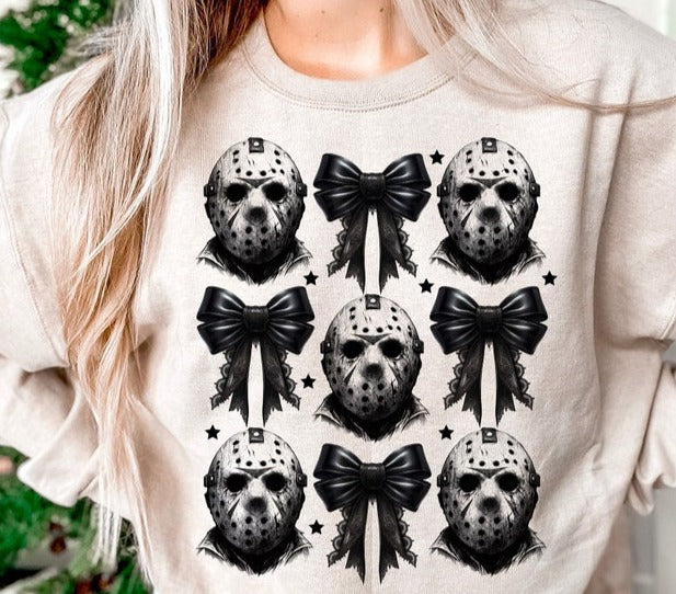 T-Shirt Or Sweatshirt  Fall  Halloween Jason With Bows