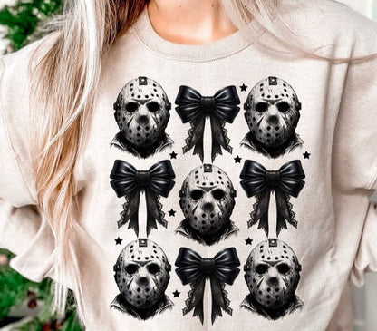 T-Shirt Or Sweatshirt  Fall  Halloween Jason With Bows