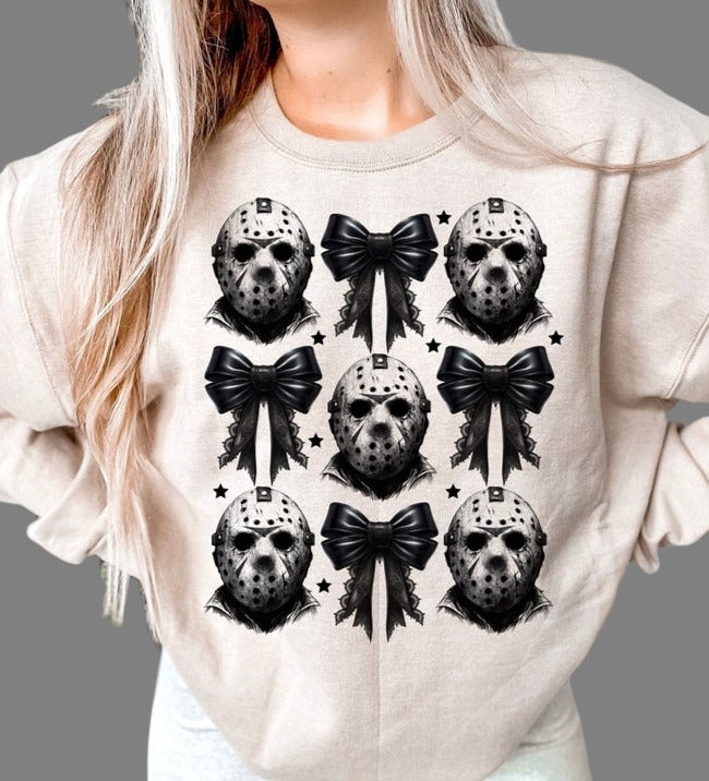 T-Shirt Or Sweatshirt  Fall  Halloween Jason With Bows