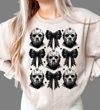 T-Shirt Or Sweatshirt  Fall  Halloween Jason With Bows
