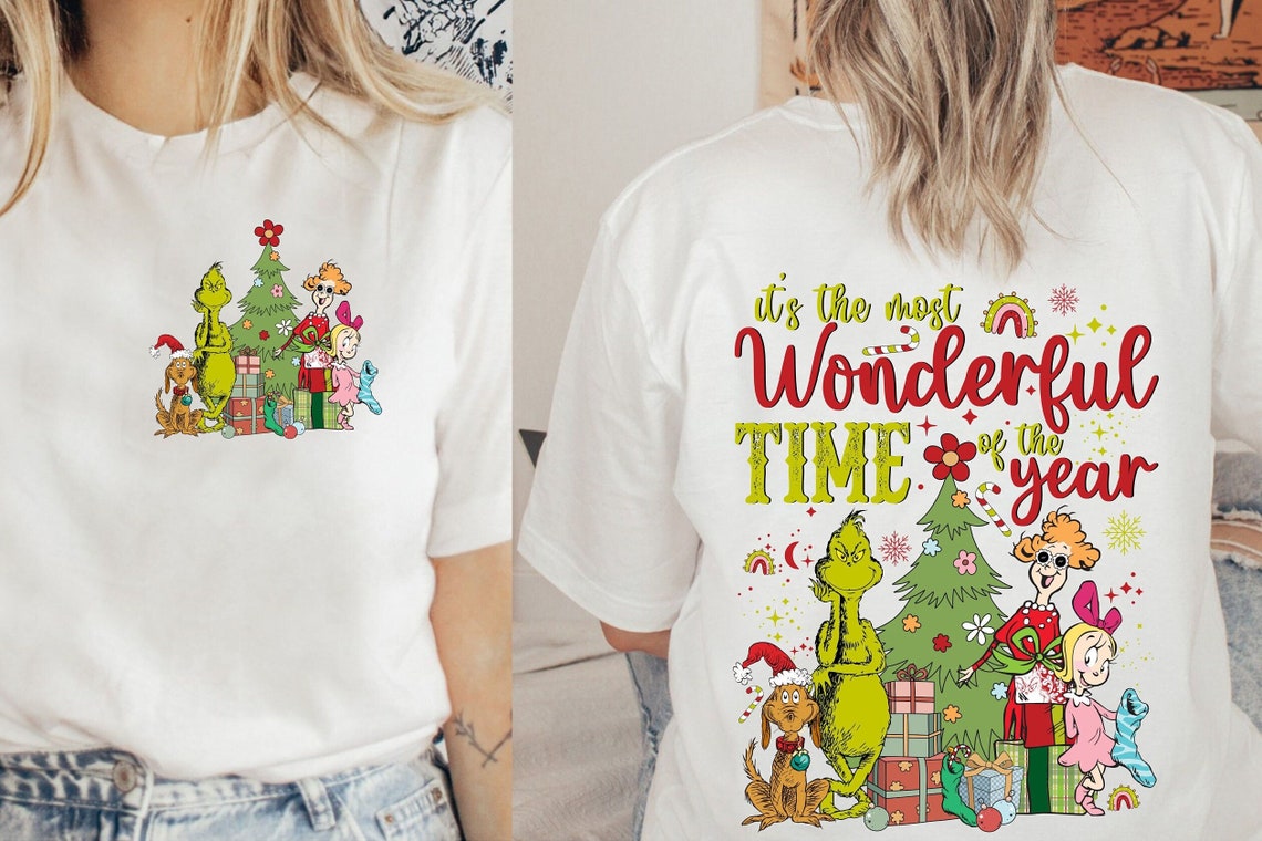 Sweatshirt Hoodie or T-Shirt Christmas Grinchh Wonderful time of the Year