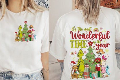 Sweatshirt Hoodie or T-Shirt Christmas Grinchh Wonderful time of the Year