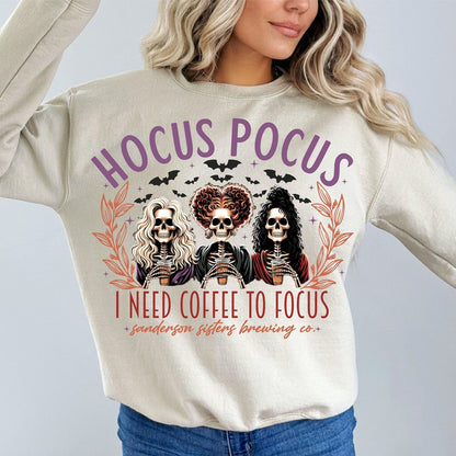 DTF Transfer Fall  Halloween Hocus Pocus I Need Coffee To Focus