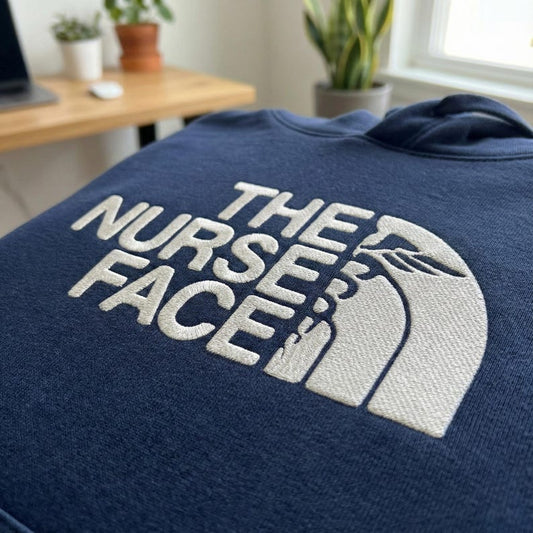 Embroidered “The Nurse Face” Cozy Crewneck