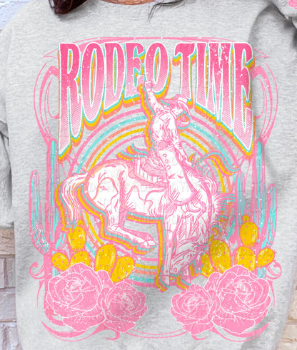 DTF Transfer Western Rodeo Time / Pink Roses / Jumbo Offered