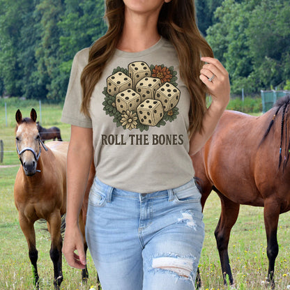 DTF Transfer Roll The Bones – Western Dice Vintage Floral Design