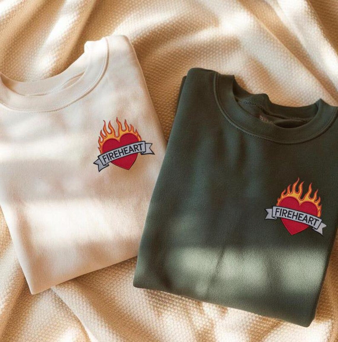 Embroidered Throne of Glass Fire Heart Crewneck