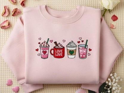 Embroidered Love Drinks Valentine Crewneck
