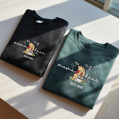Embroidered Mama Bear Honey Pot Crewneck – EST. 2025