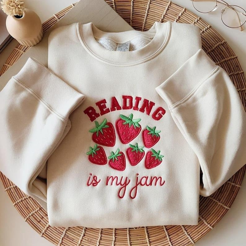 Embroidered Strawberry Jam Reading Cozy