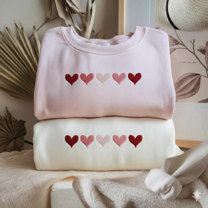 Embroidered Valentines Minimalist Hearts Cozy