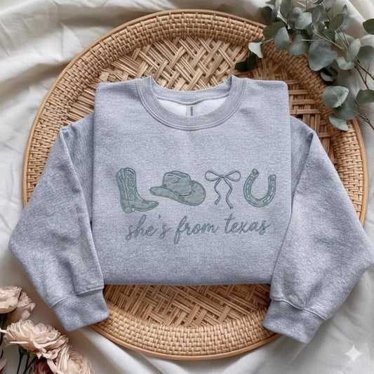 Embroidered She’s From Texas Western Boots