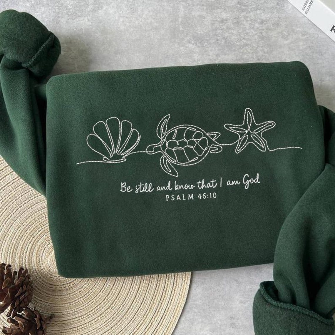 Embroidered Psalm 46:10 Sea Life Sweatshirt