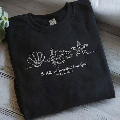 Embroidered Psalm 46:10 Sea Life Sweatshirt