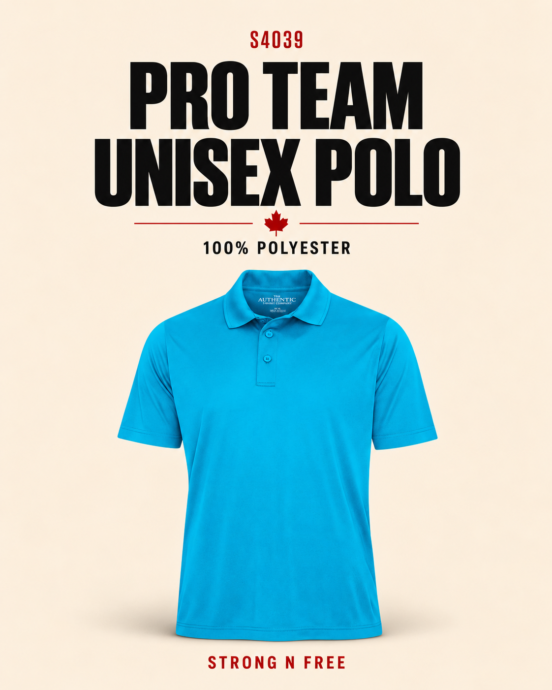 S4039 Pro Team unisex polo in atomic blue, Strong N Free wholesale feature