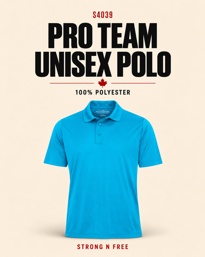 S4039 Pro Team unisex polo in atomic blue, Strong N Free wholesale feature