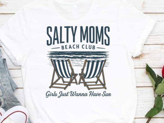 DTF Transfer Salty Moms Beach Club – Girls Just Wanna Have Sun Coastal Chair Design