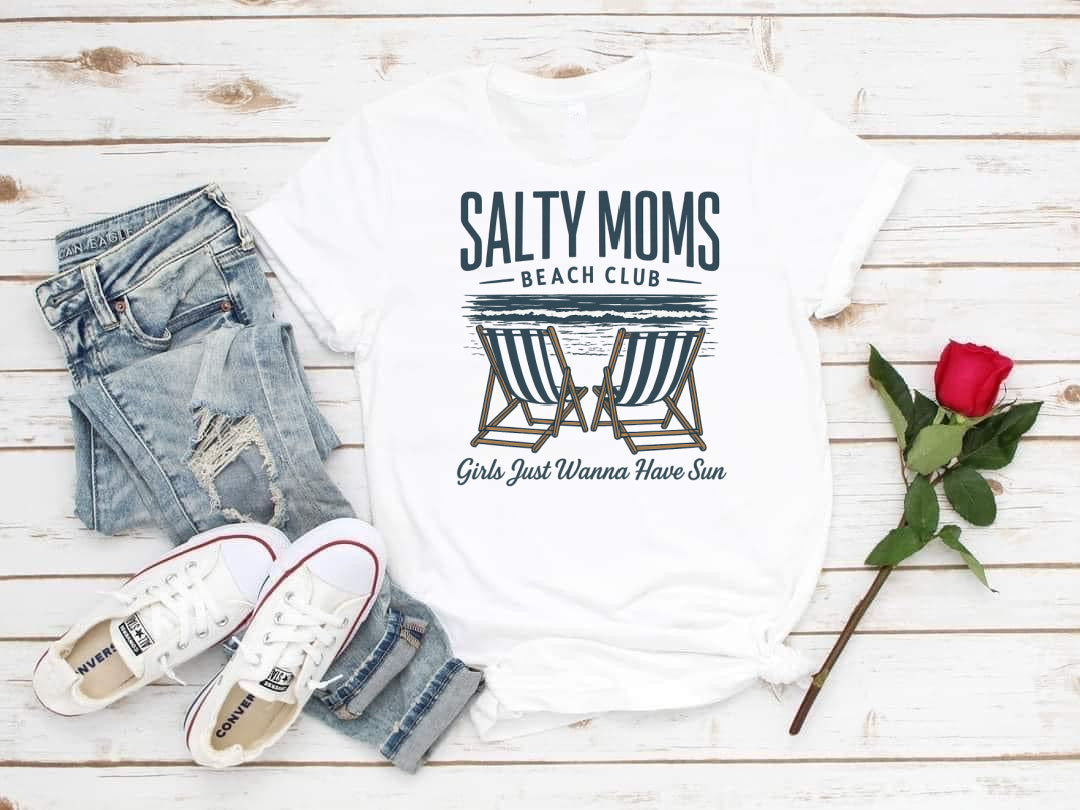 DTF Transfer Salty Moms Beach Club – Girls Just Wanna Have Sun Coastal Chair Design
