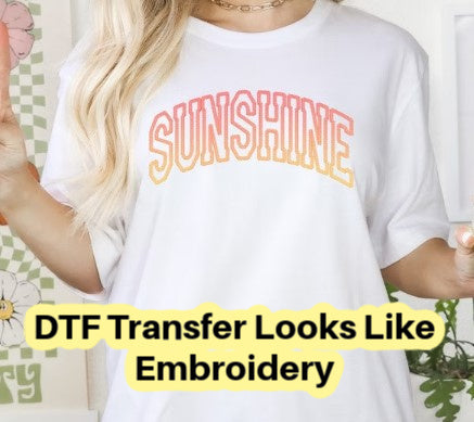 DTF Transfer Summer Sunshine  style Embroidery look