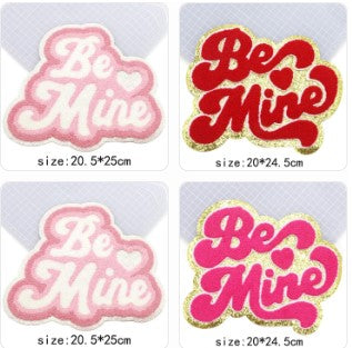 Large Be Mine Letter Chenille Iron On Patch Embroidery 9"x10"
