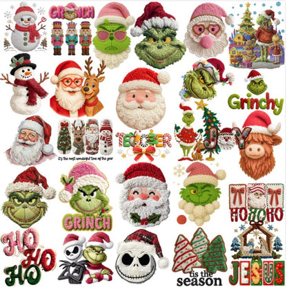 120 Cartoons CHRISTMAS Yarn Style Designs Bundle PNG DOWNLOAD