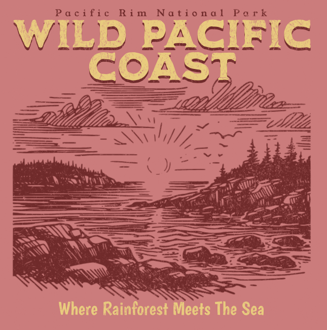 DTF Transfer Wild Pacific Coast Pacific Rim National Park Editable