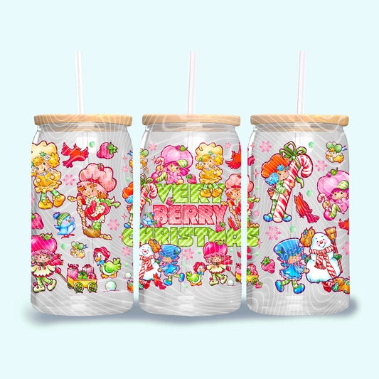 UV DTF Cup Wrap – Very Berry Christmas | Strawberry  Holiday Glass Cup Decal