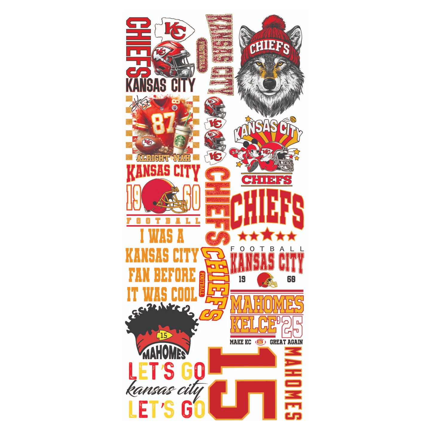 Football 50" Gang Sheet 16 Adult Designs Premade